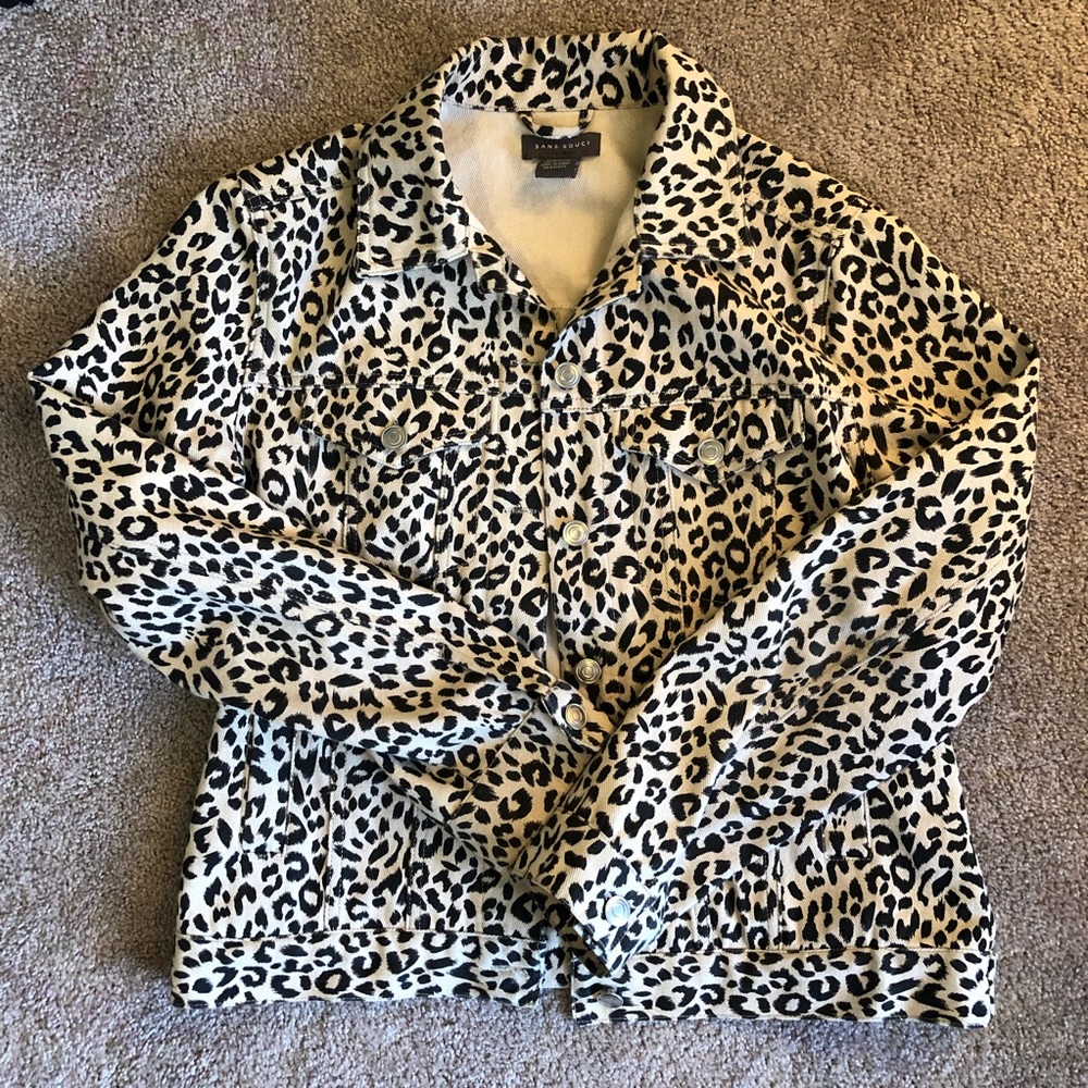 Leopard boyfriend trucker jacket